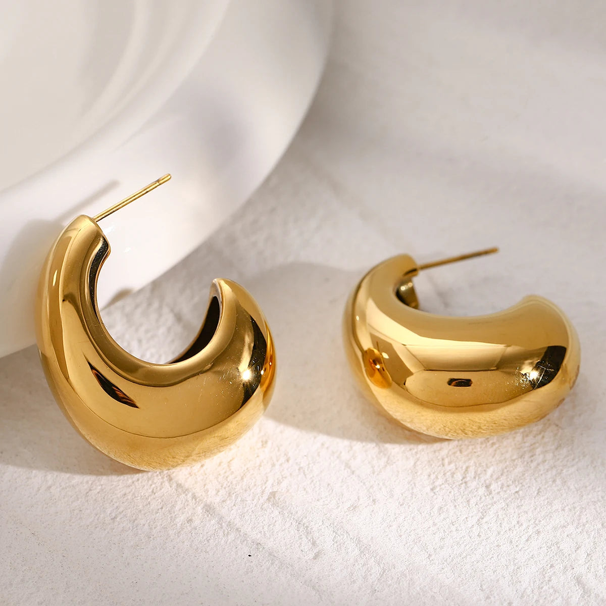 C-Shaped Stainless Steel Earrings