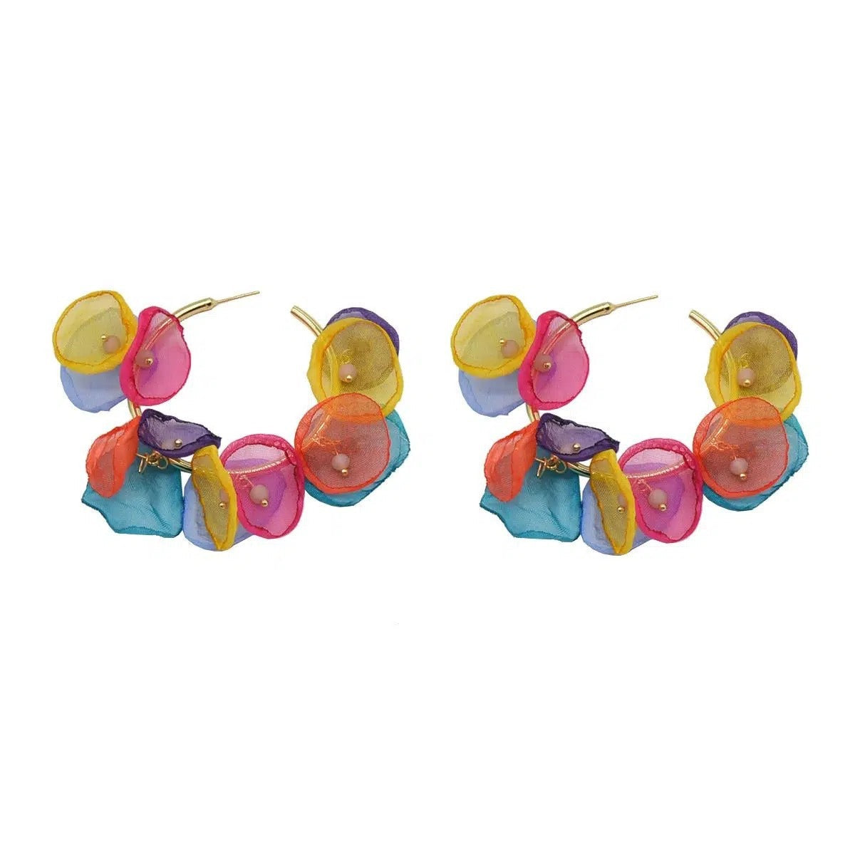 Chiffon Petals Round Earrings