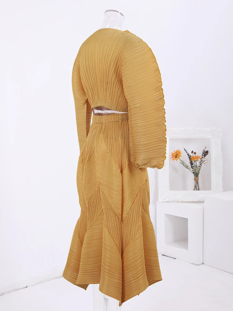 Pleated Short Top+ Pants Set