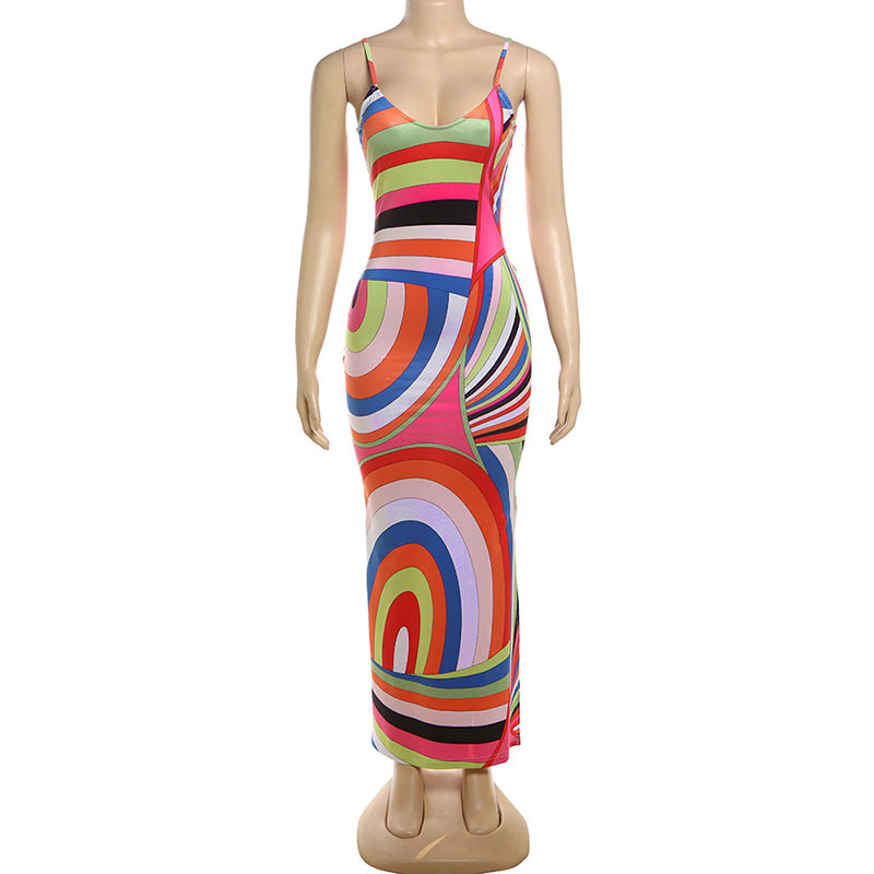 Color Block Slim Maxi Dress