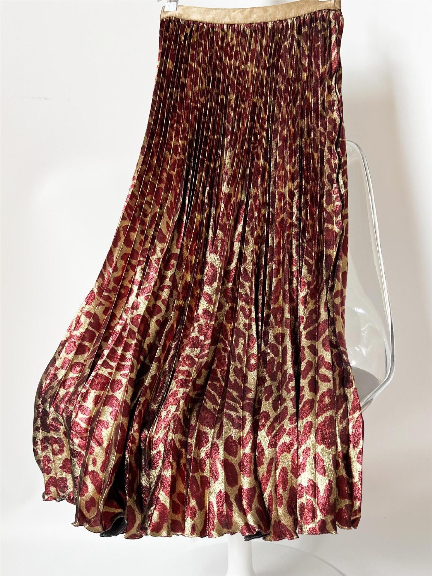 Metallic Light Leopard Print High Waisted Skirt