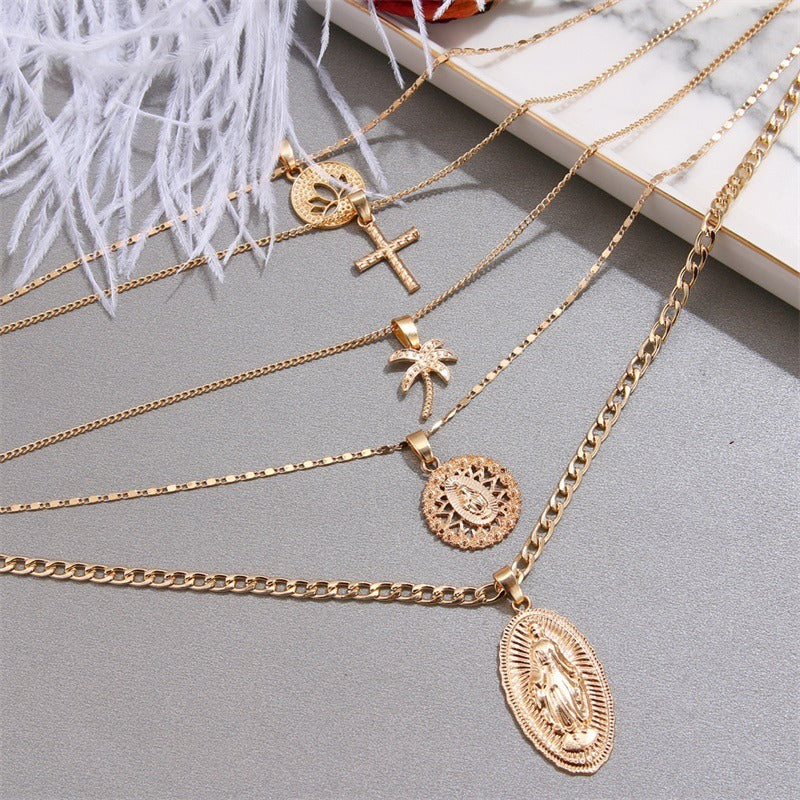 Golden Multi-Layer Pendant Necklace