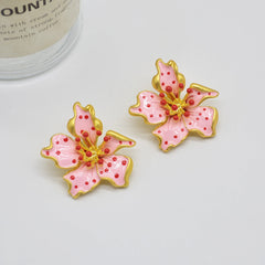 Glaze Pink Flower Earrings