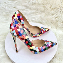 Multicolor Checker Print Stilettos