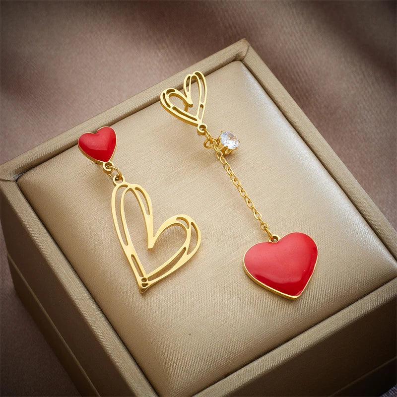 Heart Cascade Dangling Earrings