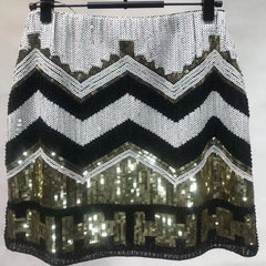 Bead Sequin Wrapped Hip Short Skirt