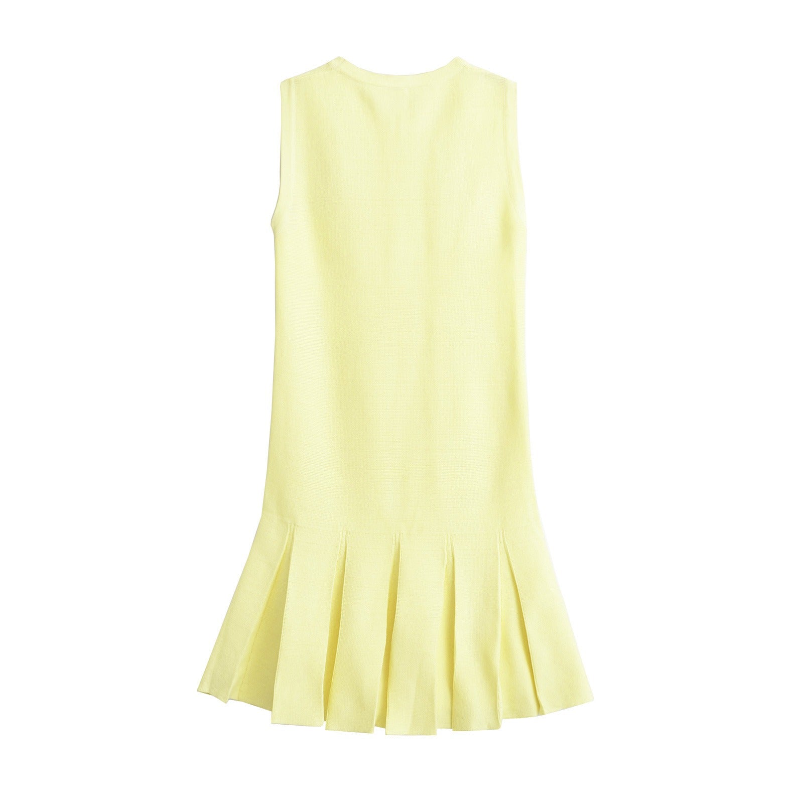 Knit Wide Pleated Button Mini Dress