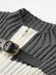 Colorblock Dual Strap Knit Cardigan