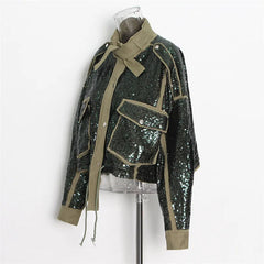 Sequined Short Bomber Jacket