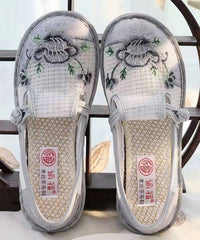 Women Embroidered Flat Feet Shoes Red Breathable Mesh