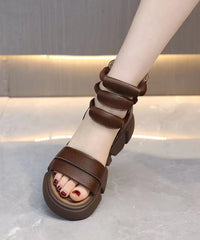 Brown Open Toe Platform Sole Casual Roman Cool Boots