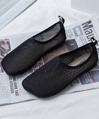 Comfortable Black Flat Shoes Breathable Mesh