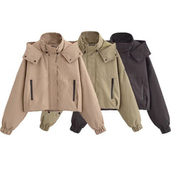 Hooded High Neck Trench Jacket