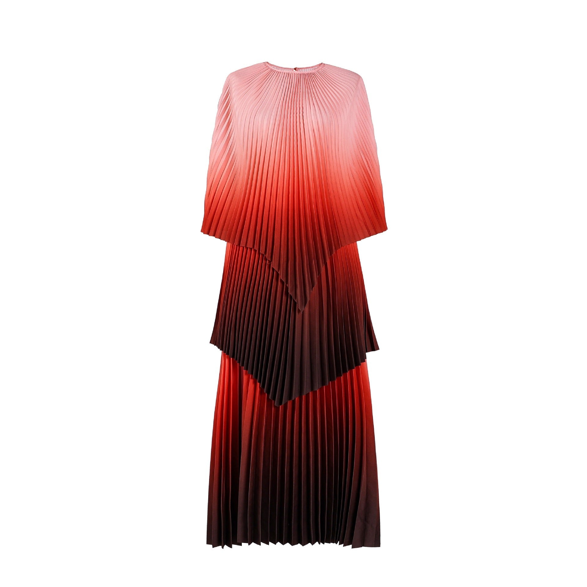 Gradient Color Shawl Top Pleated Loose Dress