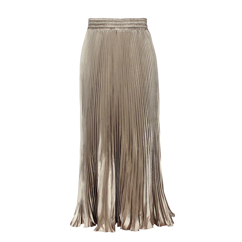 Glossy Pleated Accordion Skirt