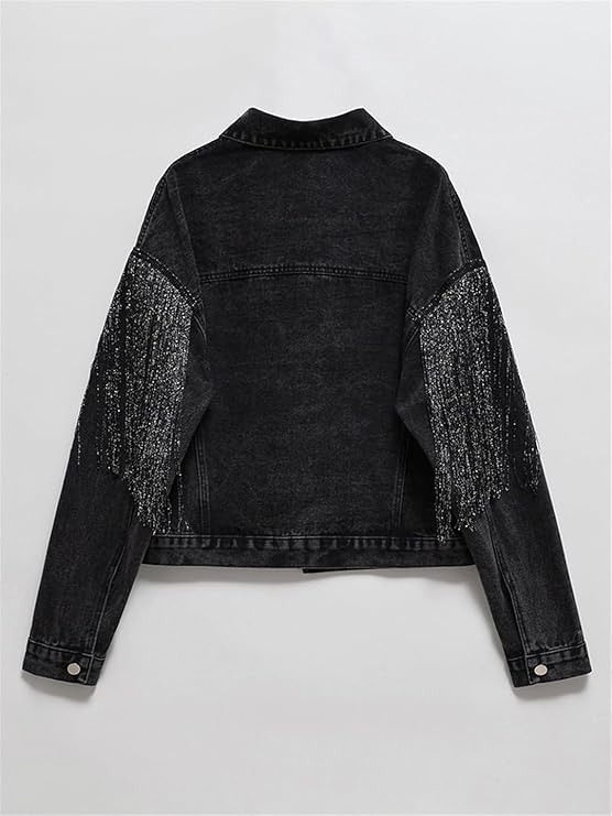 Vintage Loose Tassel Short Denim Jacket