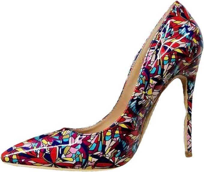 Graphic Printed Pointed-Toe Slip-On Shoes