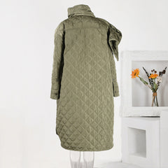 Quilted Scarf Collar Loose Coat