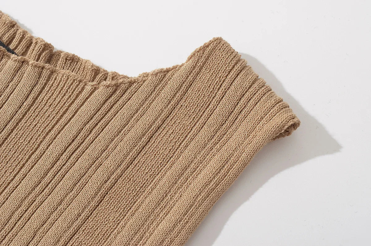 Elegant Solid Sleeveless Knitted Slim Maxi Dress