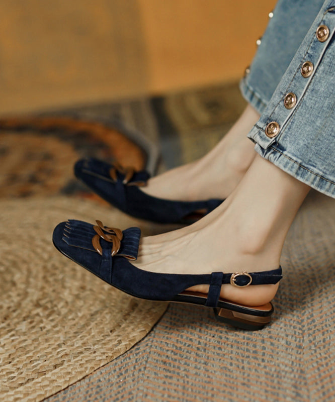 Apricot Suede Tassel Sequined Splicing Water Sandals