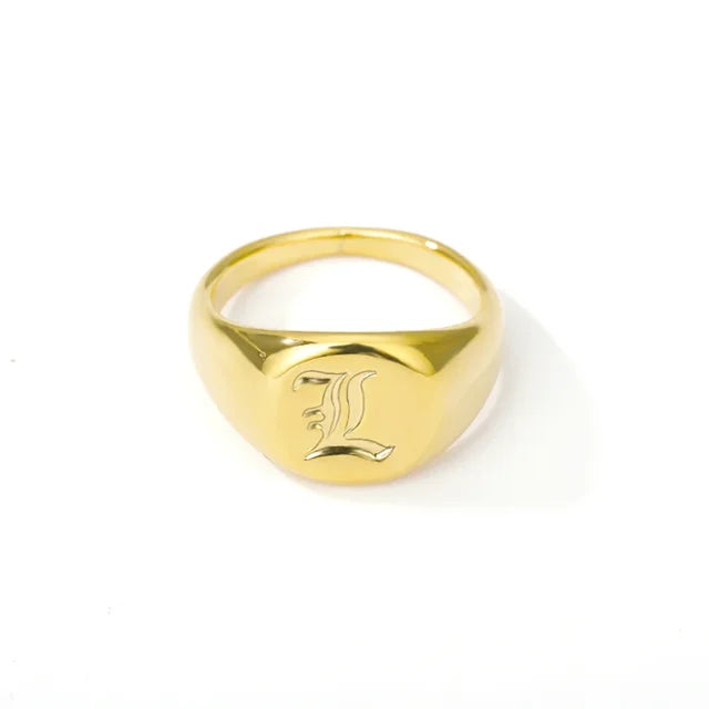 Stainless Steel A-Z Letter Initial Rings
