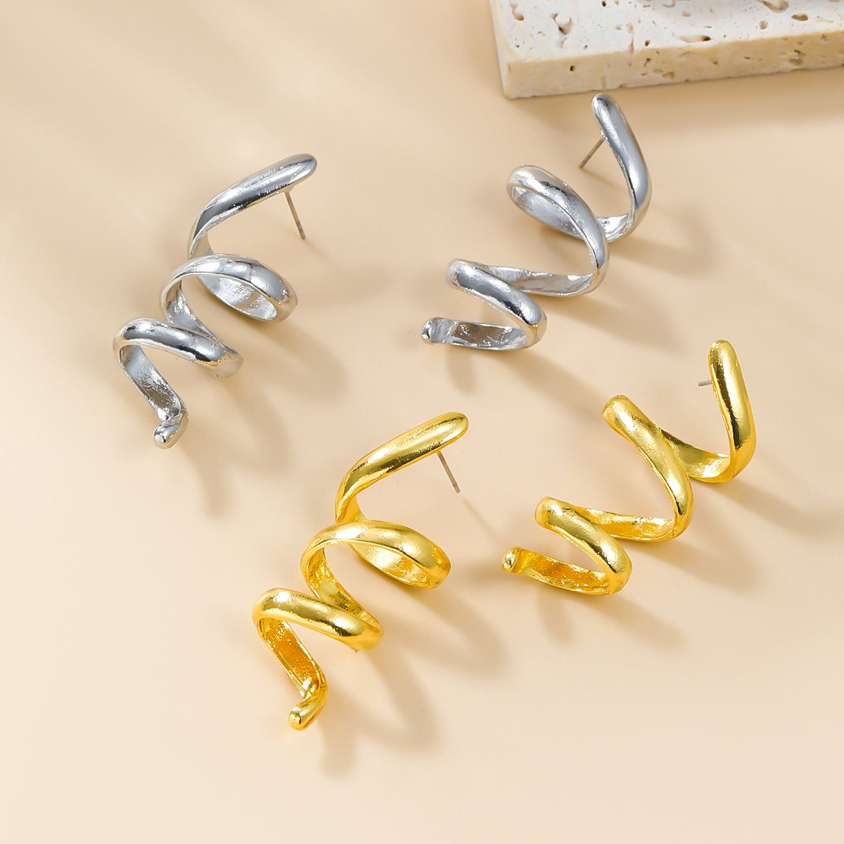 Alloy Threaded Metal Earrings