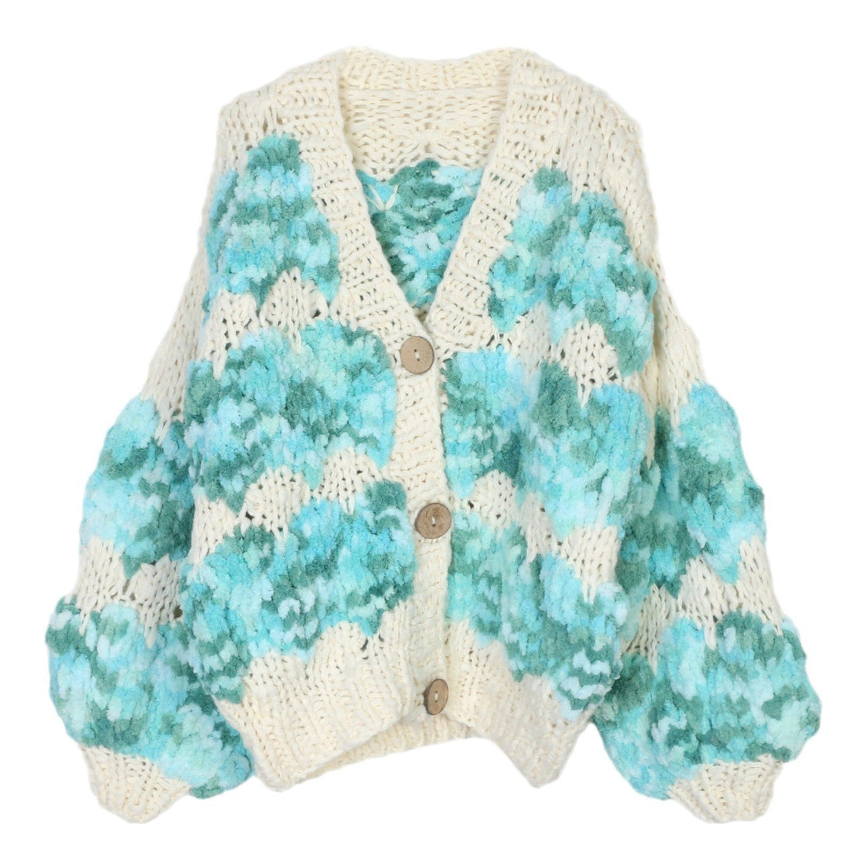 Gradient Color V-Neck Wool Knitted Cardigan