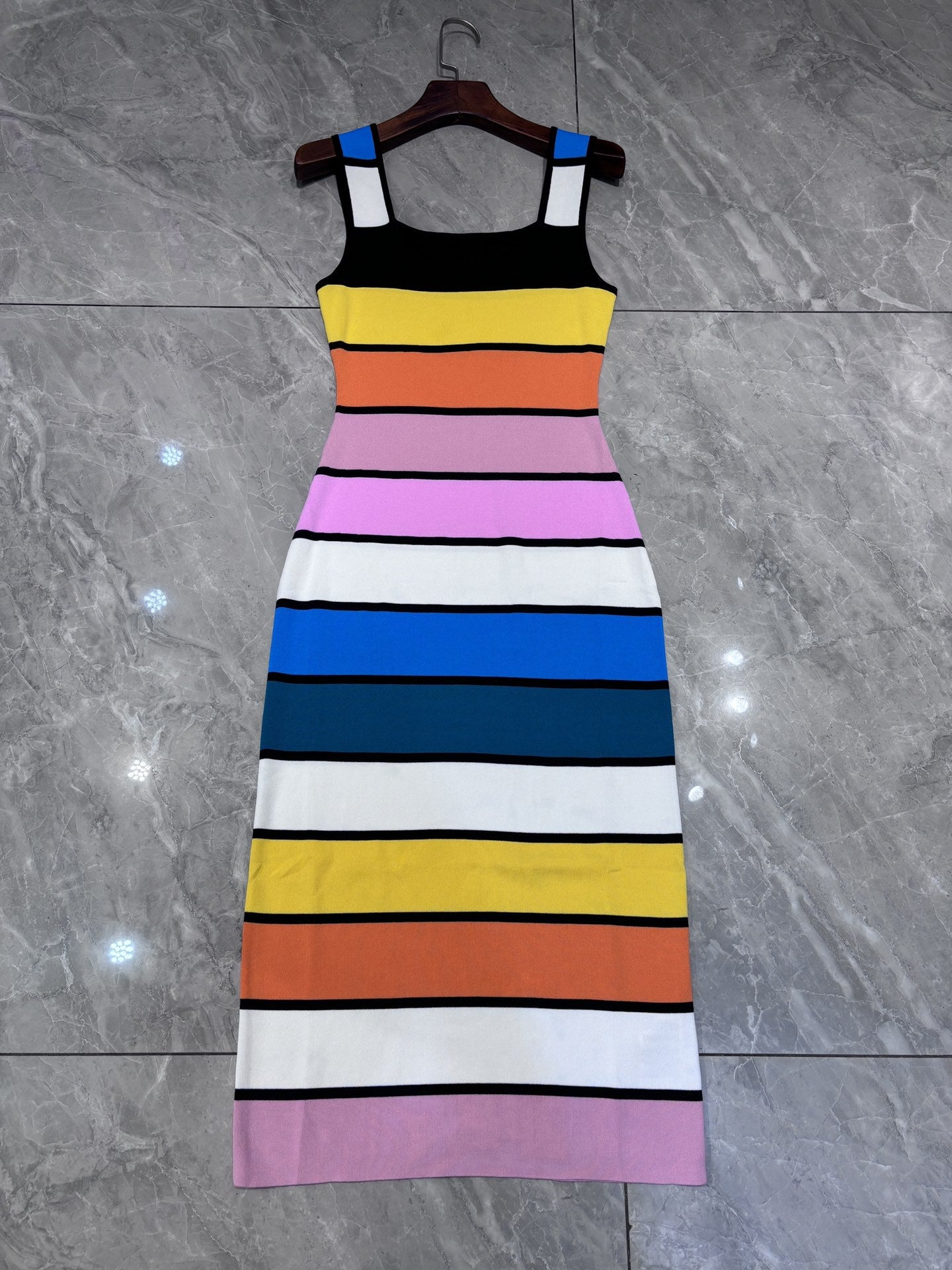 Striped Multicolor Knitted Midi Dress