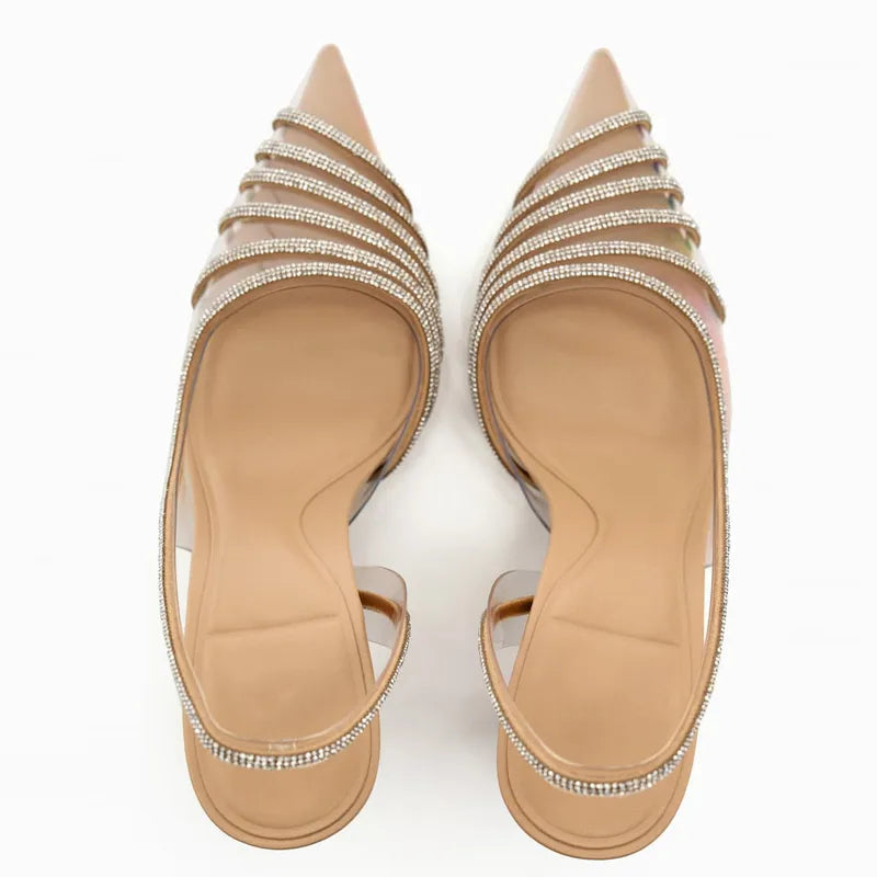 Slingback Transparent Pointed Toe Stiletto Pumps
