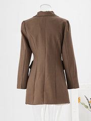 Slanted Collar Overlapping Color Block Coat