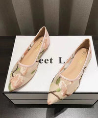 Spring Summer New Chinese Style Embroidery Mesh Flat Shoes