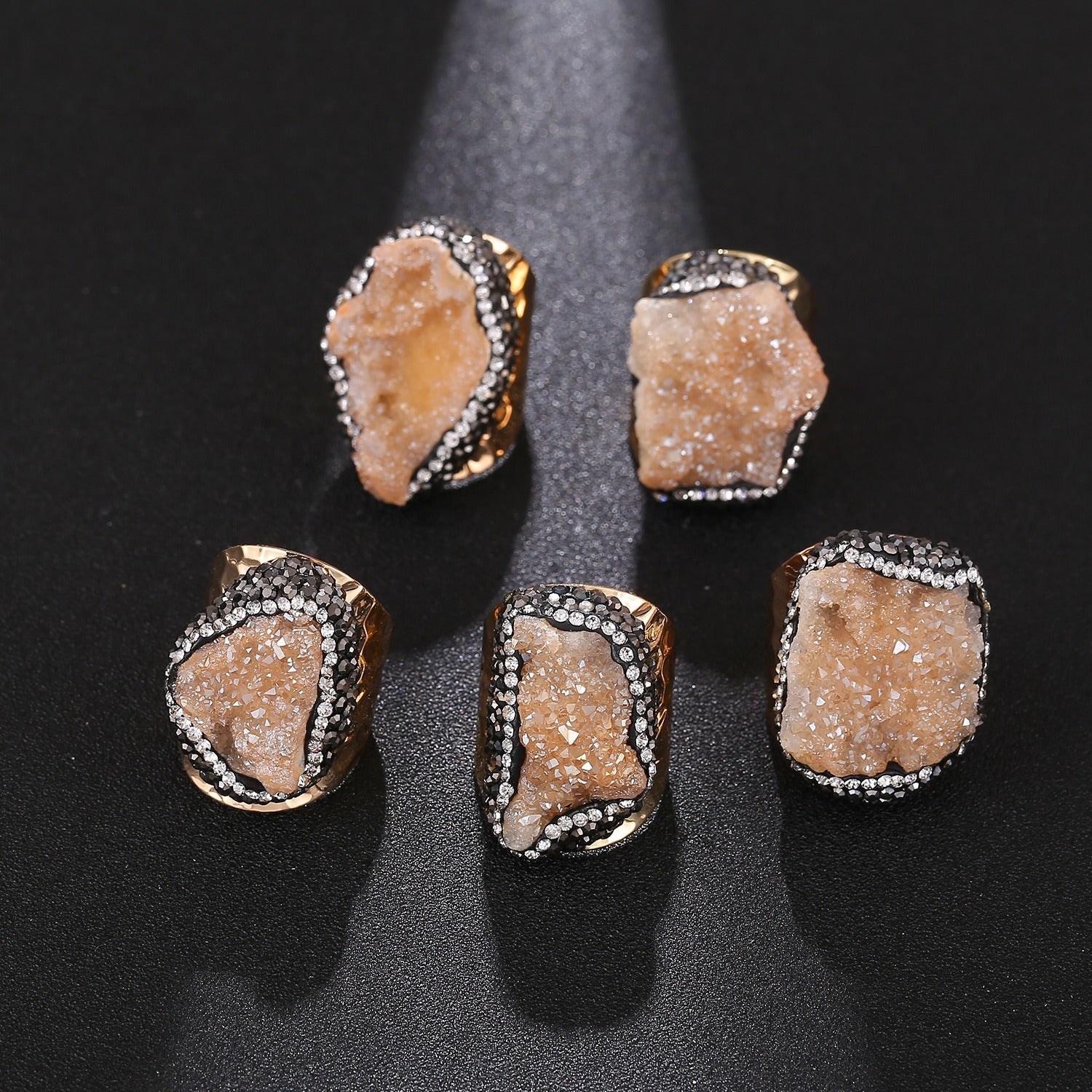 Crystal Clusters Adjustable Ring