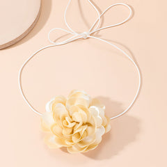 Retro Exaggerated Large Flower Tie Collar Neck Strap Necklace