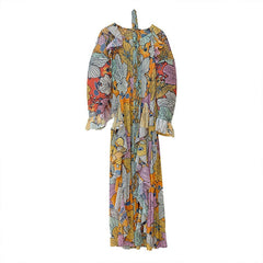 Pleated Ruffle Loose Maxi Dress