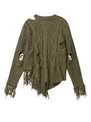 Shabby Round Neck Knitted Sweater