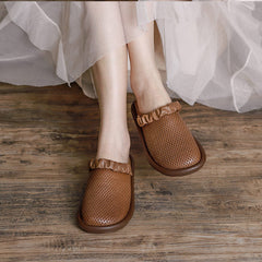 Women Vintage Hollow Leather Casual Sandals/Slippers