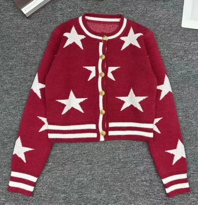Stars Stripes Knitted Cardigan