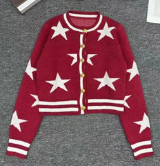 Stars Stripes Knitted Cardigan