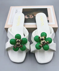 Fashion Pink Floral Splicing Slide Sandals Peep Toe