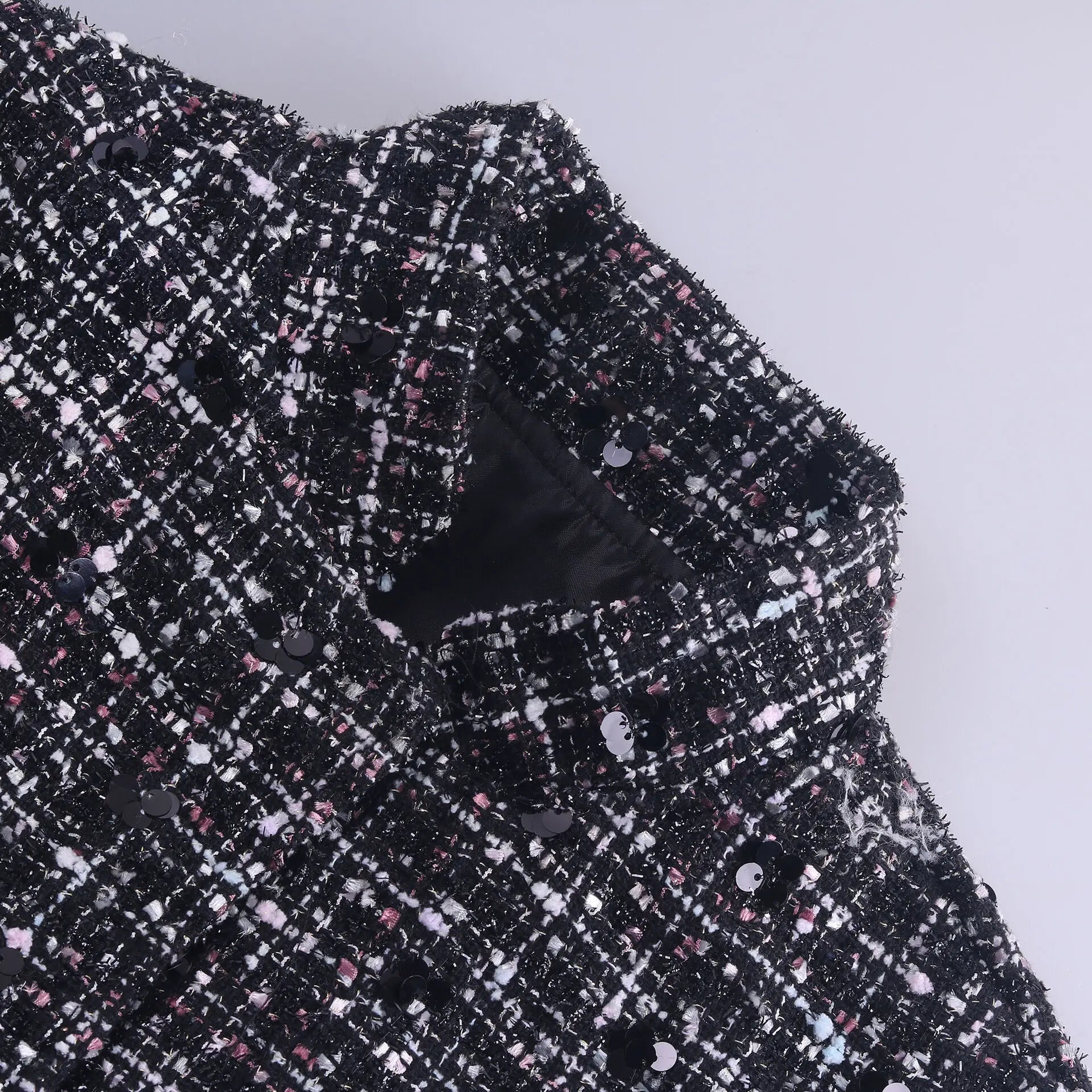 Glitter Sequins Stand Collar Jacket