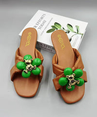 Fashion Pink Floral Splicing Slide Sandals Peep Toe