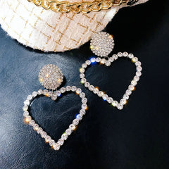 Dangling Hearts Rhinestones Earrings