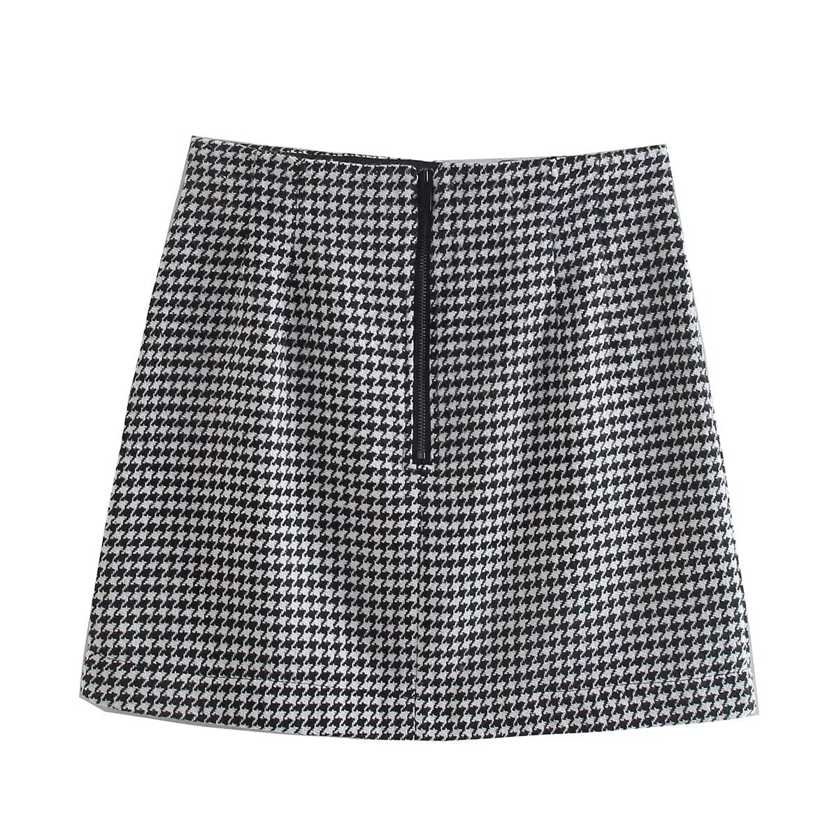 Houndstooth Print Vintage Mini Skirt