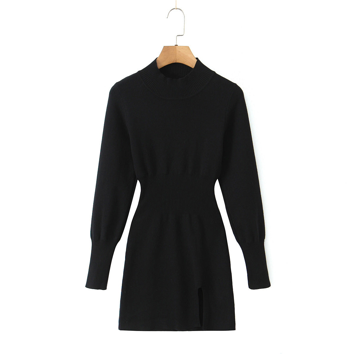 Solid Hip Hugging Split Knit Bodycon Dress