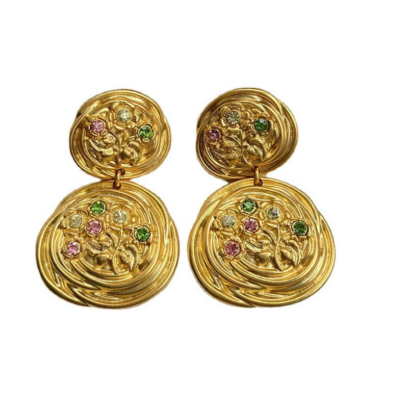 Antique Flower Embossed Earrings