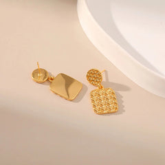 Geometric Square Metal Texture Earrings