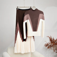 Colorblock Printed Pleated Set