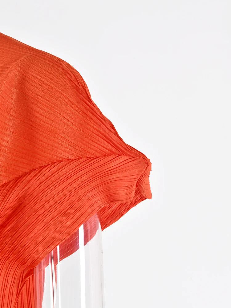 Pleated Short Sleeves Ruffle Dress
