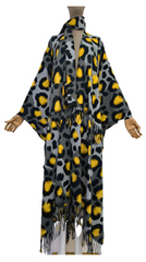 Cozy Retro Leopard Print Cardigan with Matching Scarf - WINI