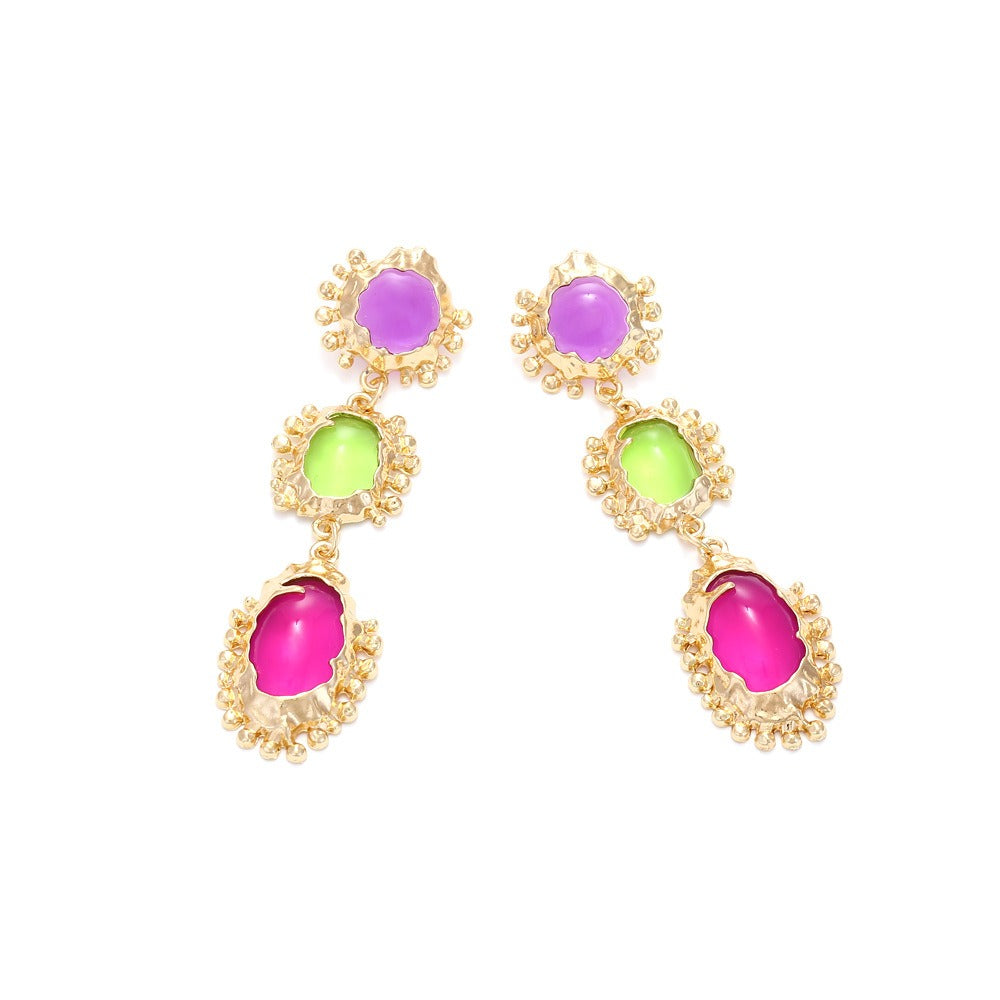 Colorful Gemstone Pendant Earrings